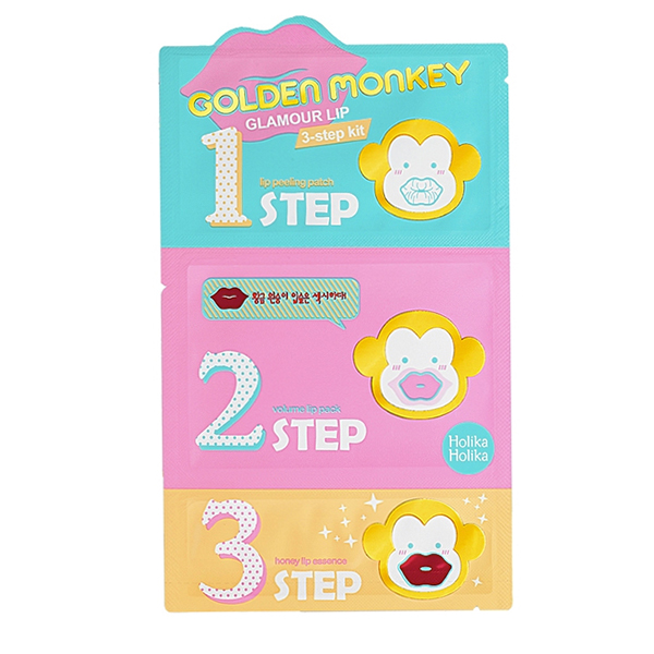 Трехступенчатый набор для ухода за губами Holika Holika Golden Monkey Glamour Lip 3-Step
