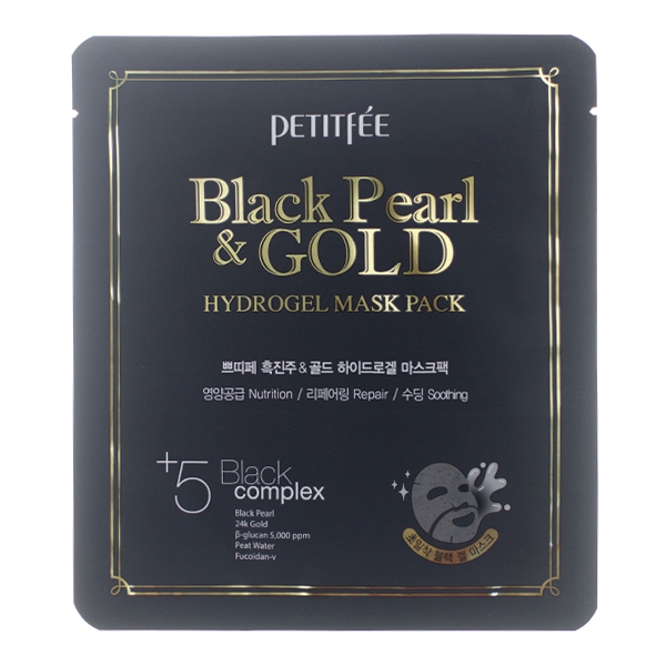 Гидрогелевая маска с золотом и чёрным жемчугом  Petitfee Black Pearl & Gold Mask Pack