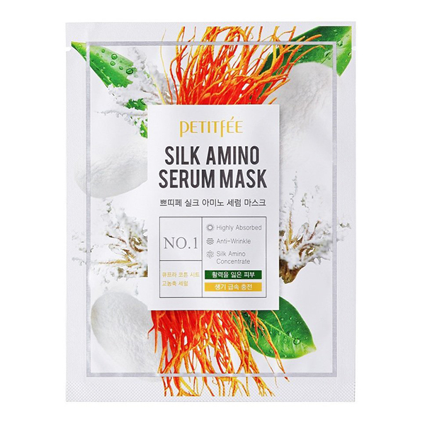 Тканевая маска с протеинами шелка Petitfee Silk Amino Serum Mask