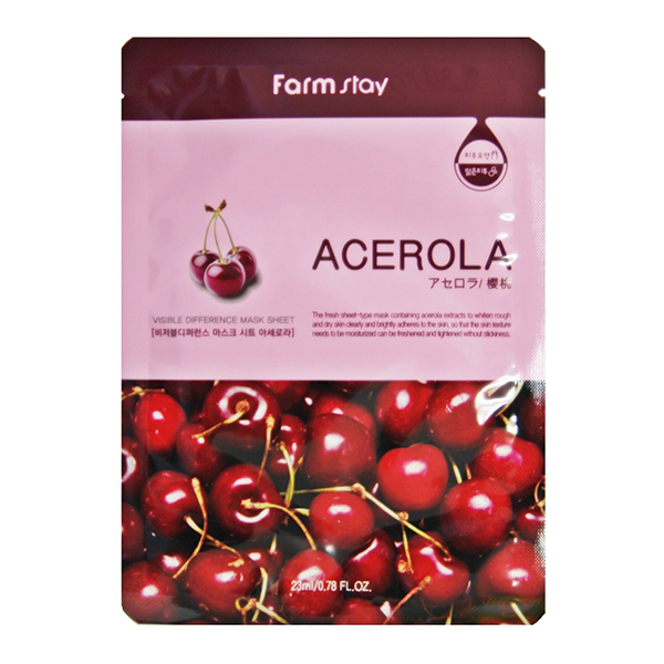 Тканевая маска для лица с ацеролой FarmStay Visible Difference Mask Sheet Acerola