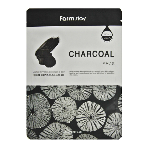 Тканевая маска для лица с уголем FarmStay Visible Difference Mask Sheet Charcoal