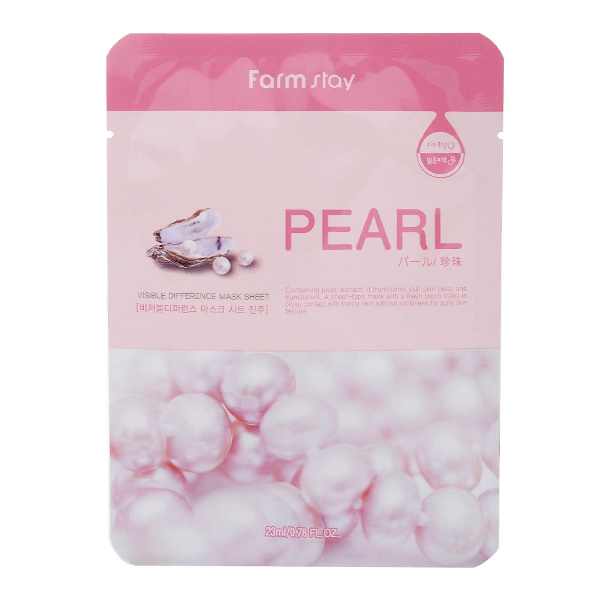 Тканевая маска для лица с жемчужной пудрой FarmStay Visible Difference Mask Sheet Pearl