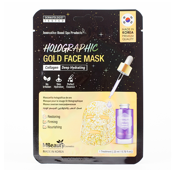Голографическая маска с золотом и коллагеном MBeauty Holographic Gold Collagen Face Mask