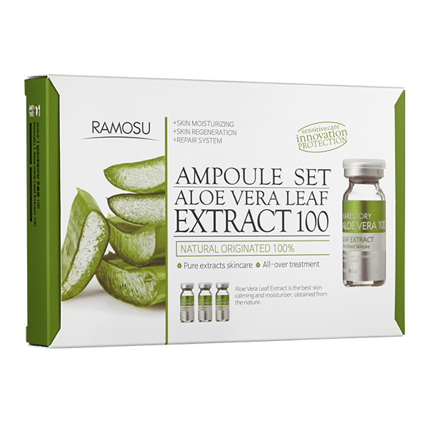 Набор ампульных сывороток с экстрактом алоэ, 10ml×3 Ramosu Aloe vera Leaf Extract 100, 10ml×3