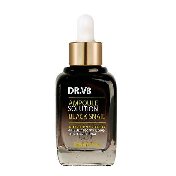 Восстанавливающая ампульная сыворотка с муцином чёрной улитки FarmStay DR-V8 Ampoule Solution Black Snail