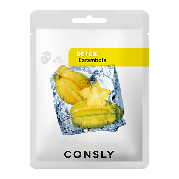 Тканевая маска с экстрактом карамболы  Consly Carambola Detox Mask Pack