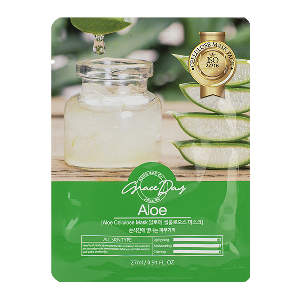 Тканевая маска с экстрактом алоэ Grace Day Aloe Cellulose Mask