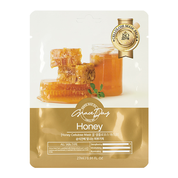 Тканевая маска с экстрактом меда, 27мл, Grace Day                   Grace Day Honey Cellulose Mask