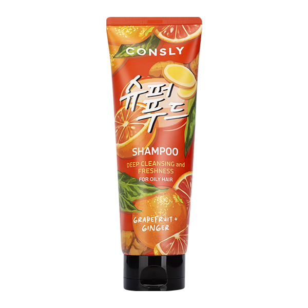 Энергетический шампунь с экстрактами грейпфрута и имбиря Consly Grapefruit & Ginger Shampoo for Deep Cleansing & Freshness