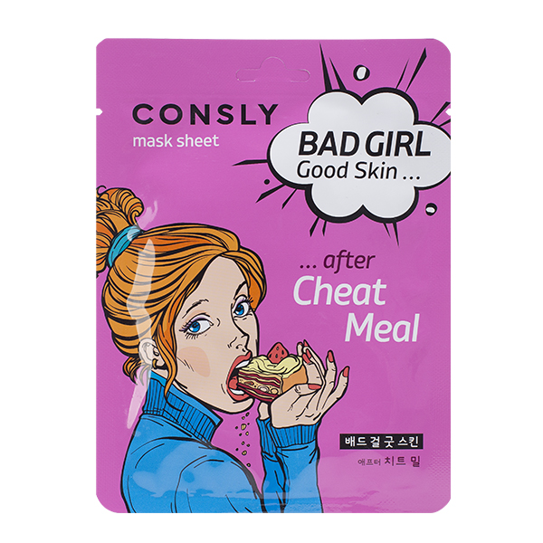 Тканевая маска для восстановления кожи после читмила  Consly BAD GIRL Good Skin after Cheat Meal Mask Sheet