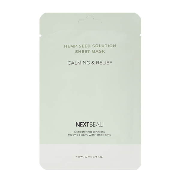Успокаивающая тканевая маска с экстрактом конопли NEXTBEAU Hemp Seed Solution Sheet Mask Calming & Relief
