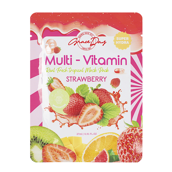 Тканевая маска с экстрактом клубники Grace Day Multi-Vitamin Strawberry Mask Pack