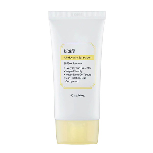 Лёгкий солнцезащитный крем для всех типов кожи SPF50+ PA++++ Klairs All-Day Airy Sunscreen SPF50+ PA++++