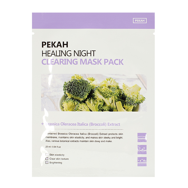 Вечерняя очищающая тканевая маска с экстрактом брокколи PEKAH Healing Night Clearing Mask Pack