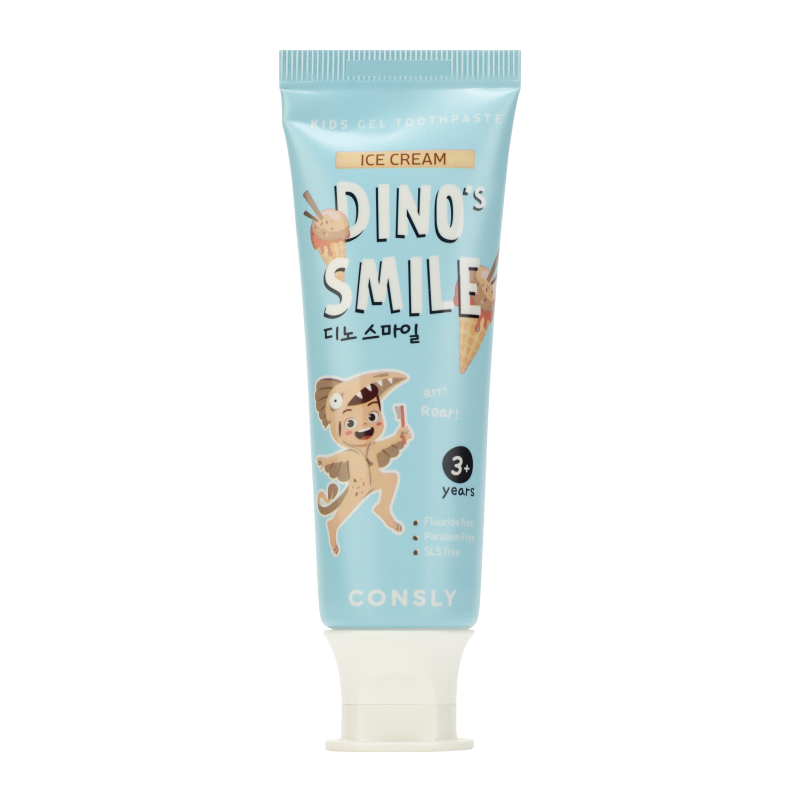 Детская зубная паста со вкусом пломбира Consly DINO's SMILE Kids Gel Toothpaste with Xylitol and Ice Cream