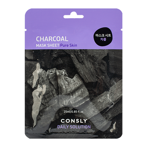 Тканевая маска для лица с древесным углём Consly Daily Solution Charcoal Mask Sheet