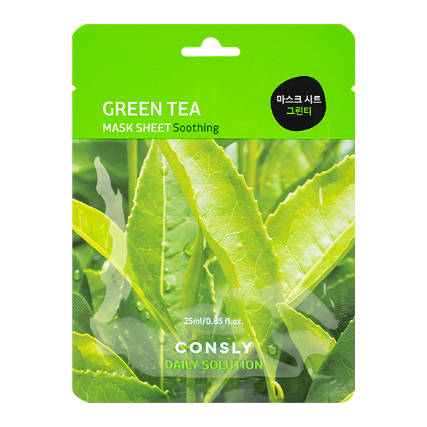 Тканевая маска с экстрактом зелёного чая Consly Daily Solution Green Tea Mask Sheet