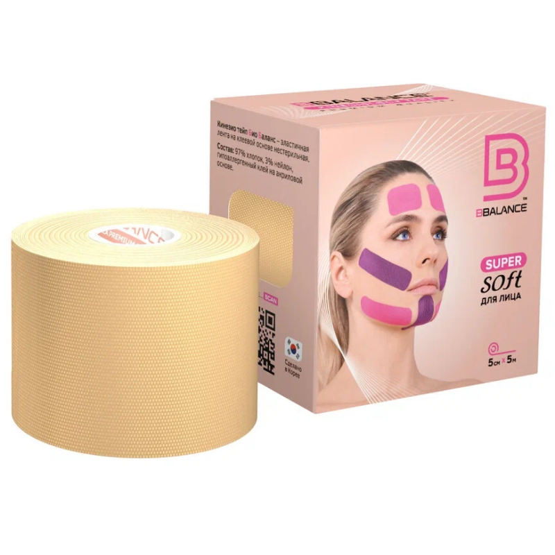 Тейп для лица BBalance BB Super Soft (5см * 5м) бежевый