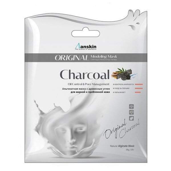 Альгинатная маска с древесным углем Anskin Charcoal Modeling Mask (25 гр, пробник)