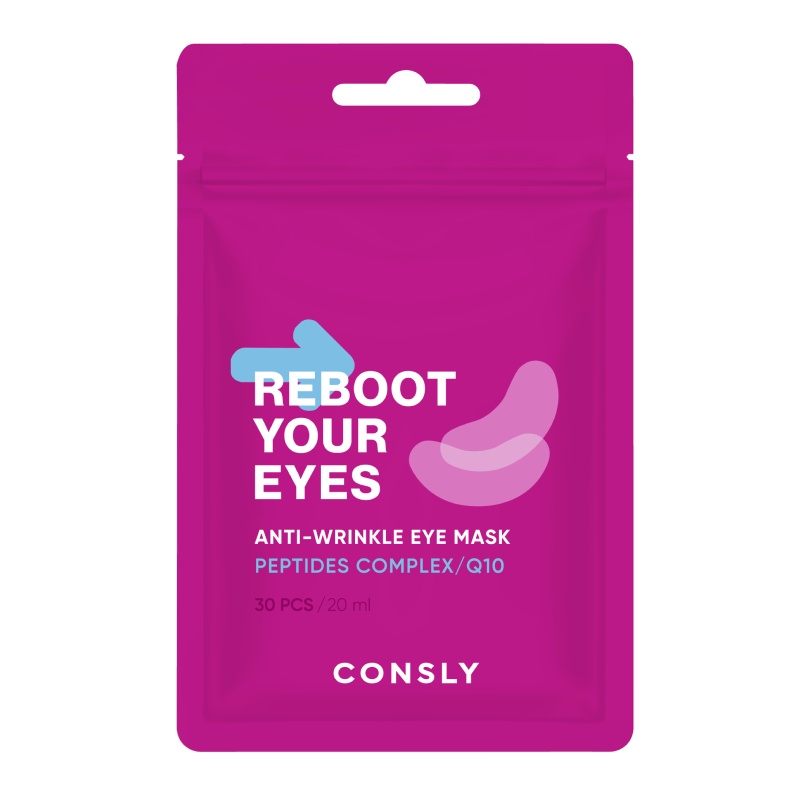 Тканевые патчи от морщин с коэнзимом Q10 и пептидами, 30шт Consly Eyes Reboot Peptides & Q10 Anti-Wrinkle Eye Mask, 30pcs