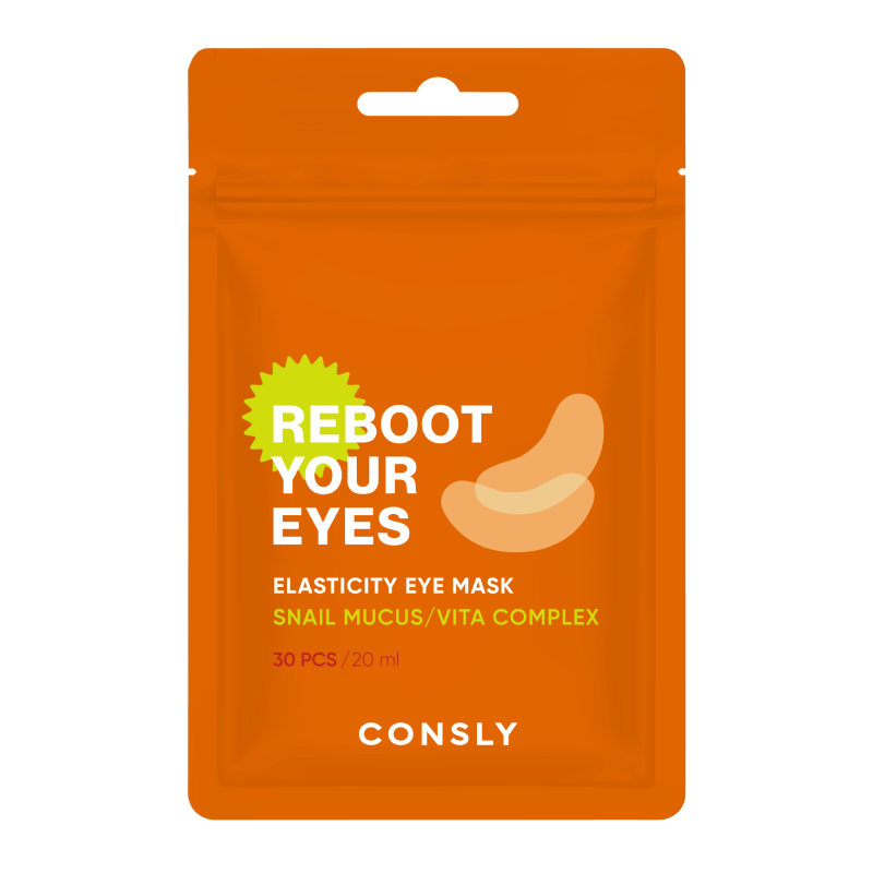 Тканевые патчи с муцином улитки и витаминным комплексом, 30шт Consly Eyes Reboot Snail Mucus & Vita Complex Elasticity Eye Mask, 30pcs