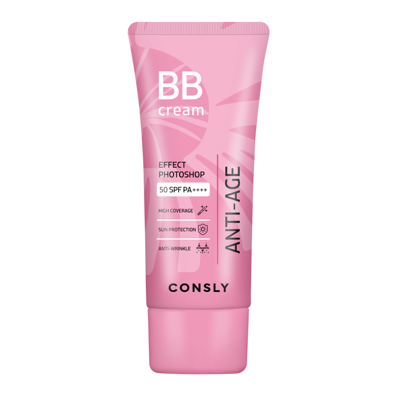 Антивозрастной BB-крем с эффектом фотошопа SPF50/PA++++ Consly PHOTOSHOP Snail + Peptides Anti-Aging BB cream