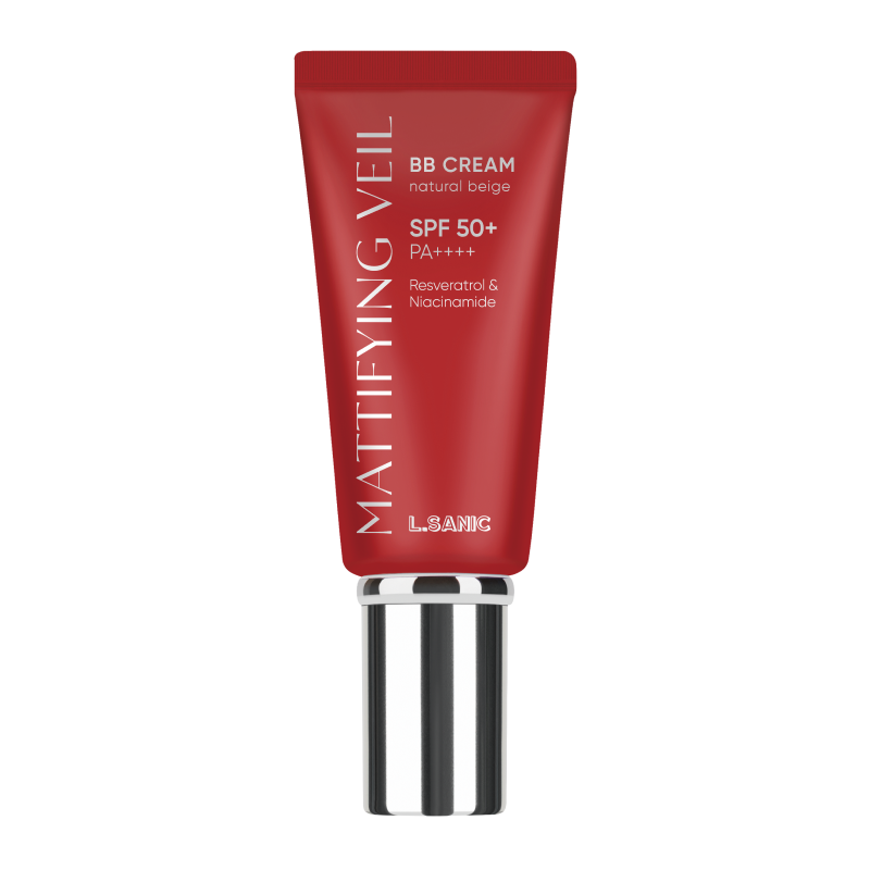 ВВ-крем «Матирующая вуаль» SPF50+/PA++++ Натуральный бежевый L.Sanic Mattifying Veil Resveratrol & Niacinamide BB cream SPF 50+ PА++++