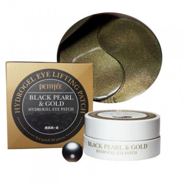Патчи с черным жемчугом и золотом Petitfee Black Pearl & Gold Hydrogel Eye Patch