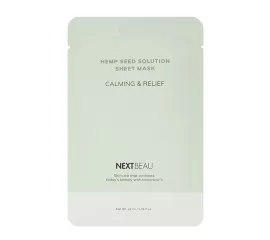 Успокаивающая тканевая маска с экстрактом конопли NEXTBEAU Hemp Seed Solution Sheet Mask Calming & Relief