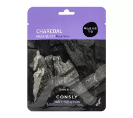 Тканевая маска для лица с древесным углём Consly Daily Solution Charcoal Mask Sheet